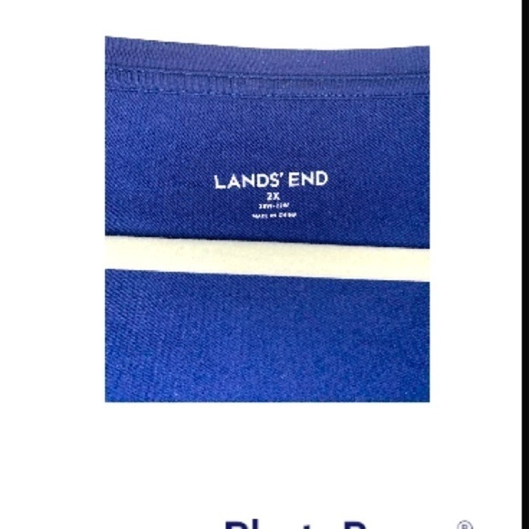 𝅺LANDS end, women’s blue crewneck three-quarter sleeve blouse size 2X - Picture 2 of 3